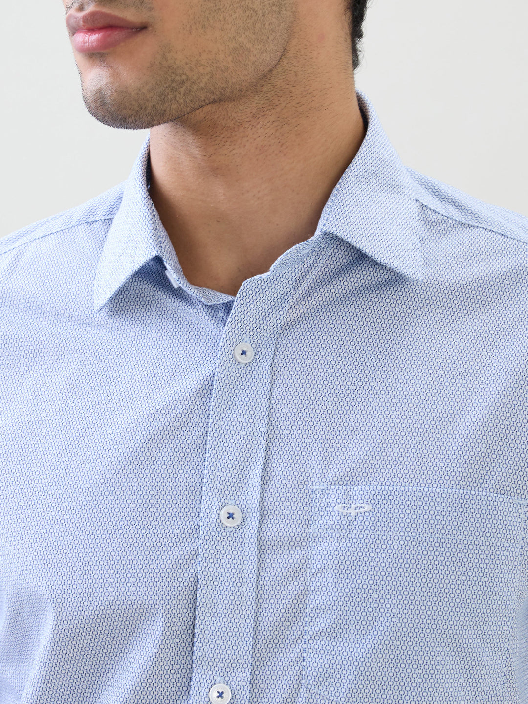 Colorplus Men White Printed Slim Fit Cotton Full Sleeve Casual Shirt