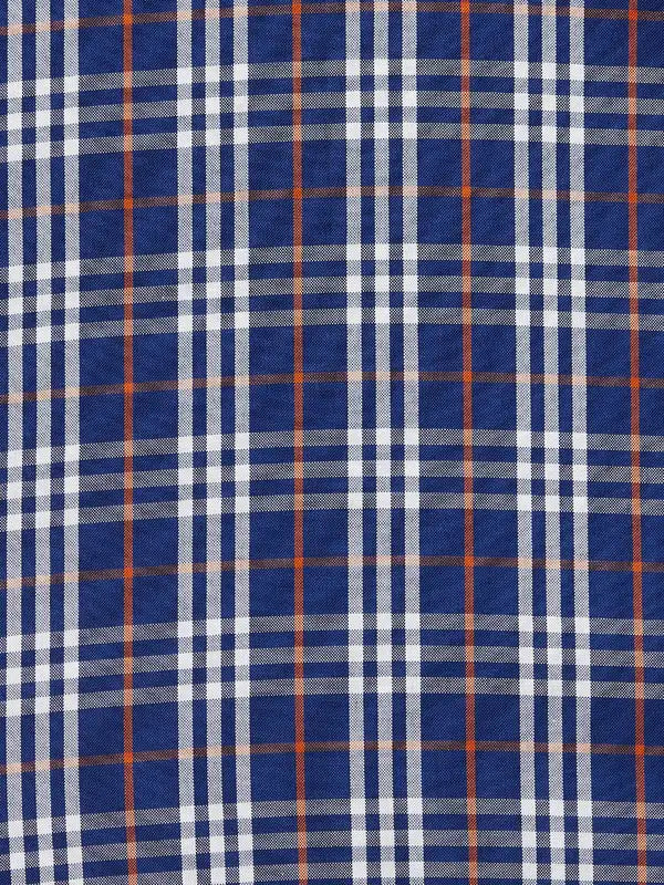 Men Blue Tailored Fit Checks Cotton Full Sleeve Shirts