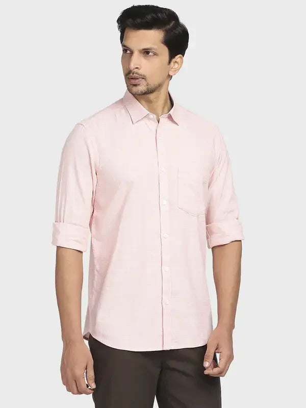 Colorplus Men Brown Yarn Dyed Tailored Fit Cotton Casual Shirt