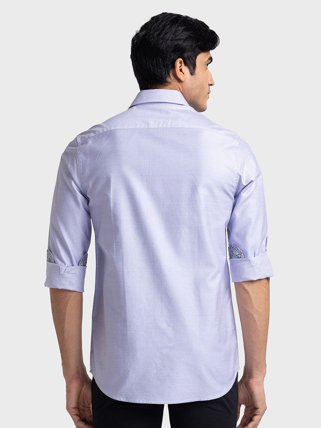 Colorplus Purple Yarn Dyed Tailored Fit Cotton Casual Shirt