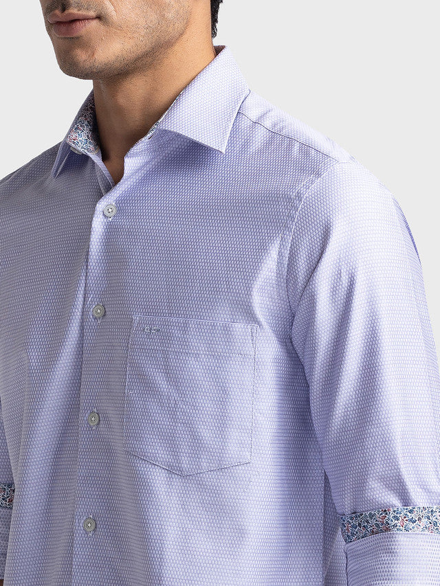 Colorplus Purple Yarn Dyed Tailored Fit Cotton Casual Shirt