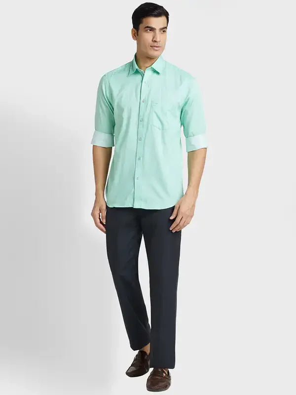 Men Green Tailored Fit Print Cotton Full Sleeve Shirts