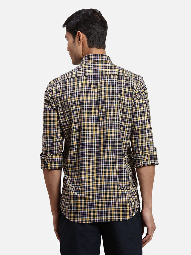 Colorplus Black Checks Regular Fit Cotton Casual Shirt