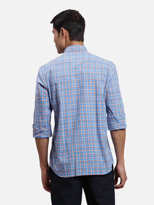 Colorplus Blue Checks Regular Fit Full Sleeve Cotton Shirt