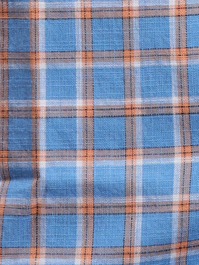 Colorplus Blue Checks Regular Fit Full Sleeve Cotton Shirt