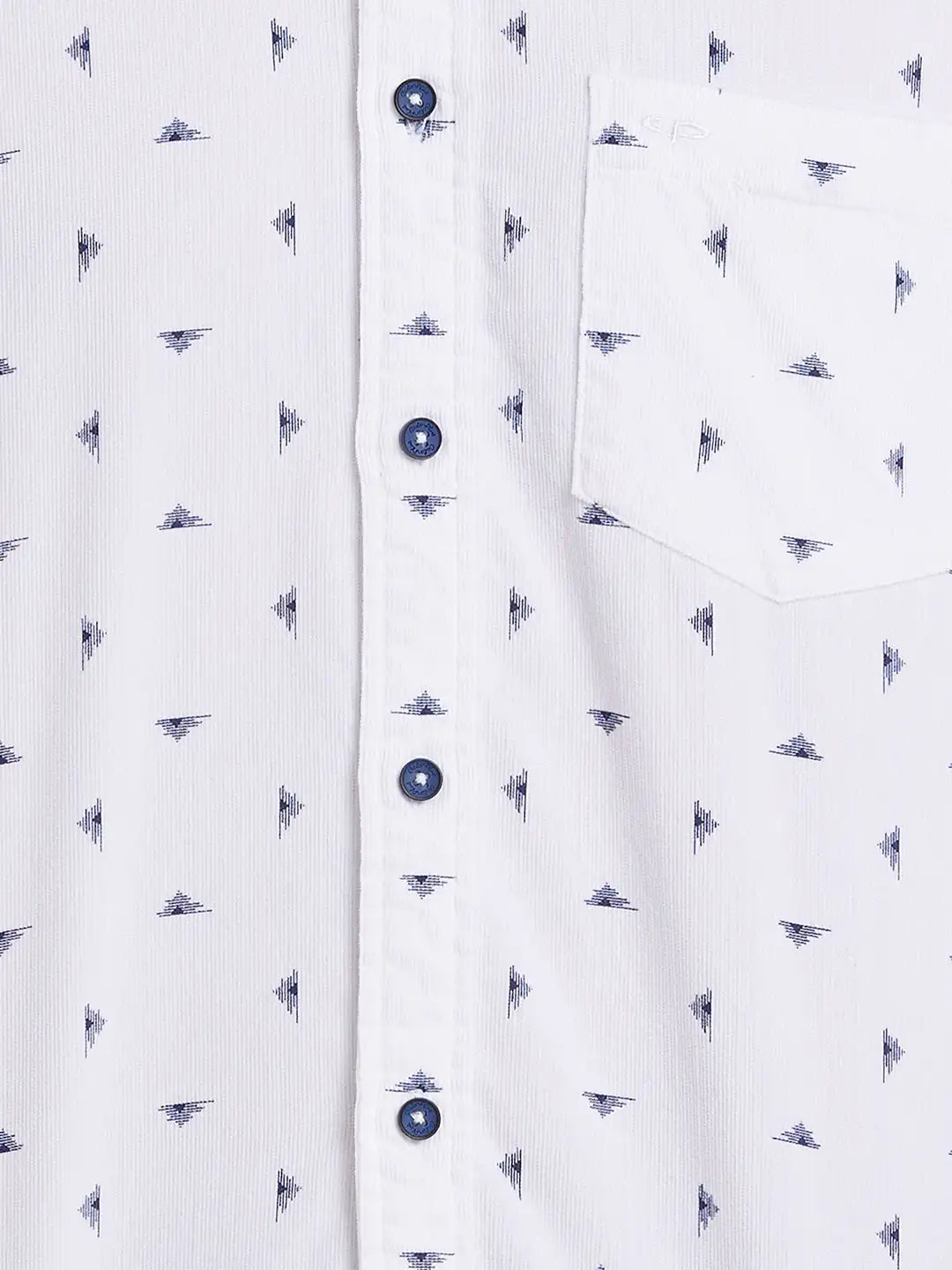 Men White Regular Fit Print Cotton Full Sleeve Shirts