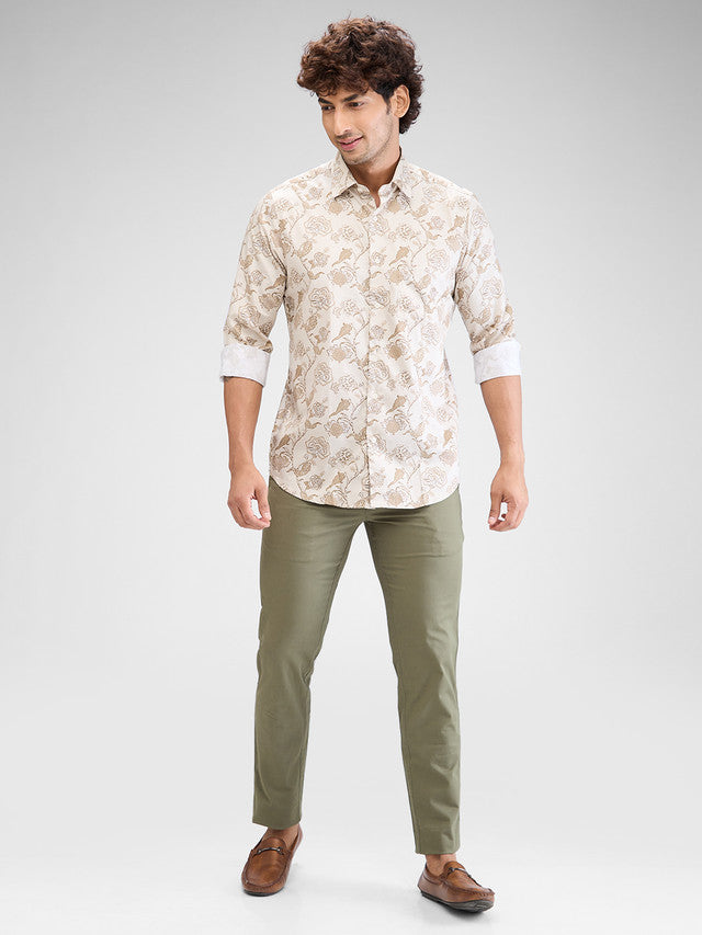 Colorplus Men Brown Printed Regular Fit Cotton Casual Shirt