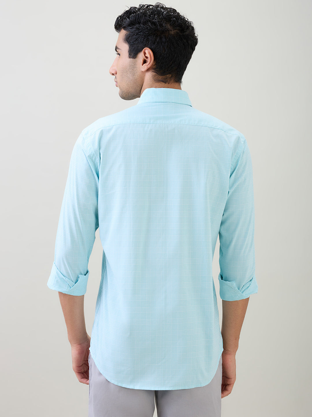 Colorplus Men Green Checks Regular Fit Cotton Full Sleeve Casual Shirt