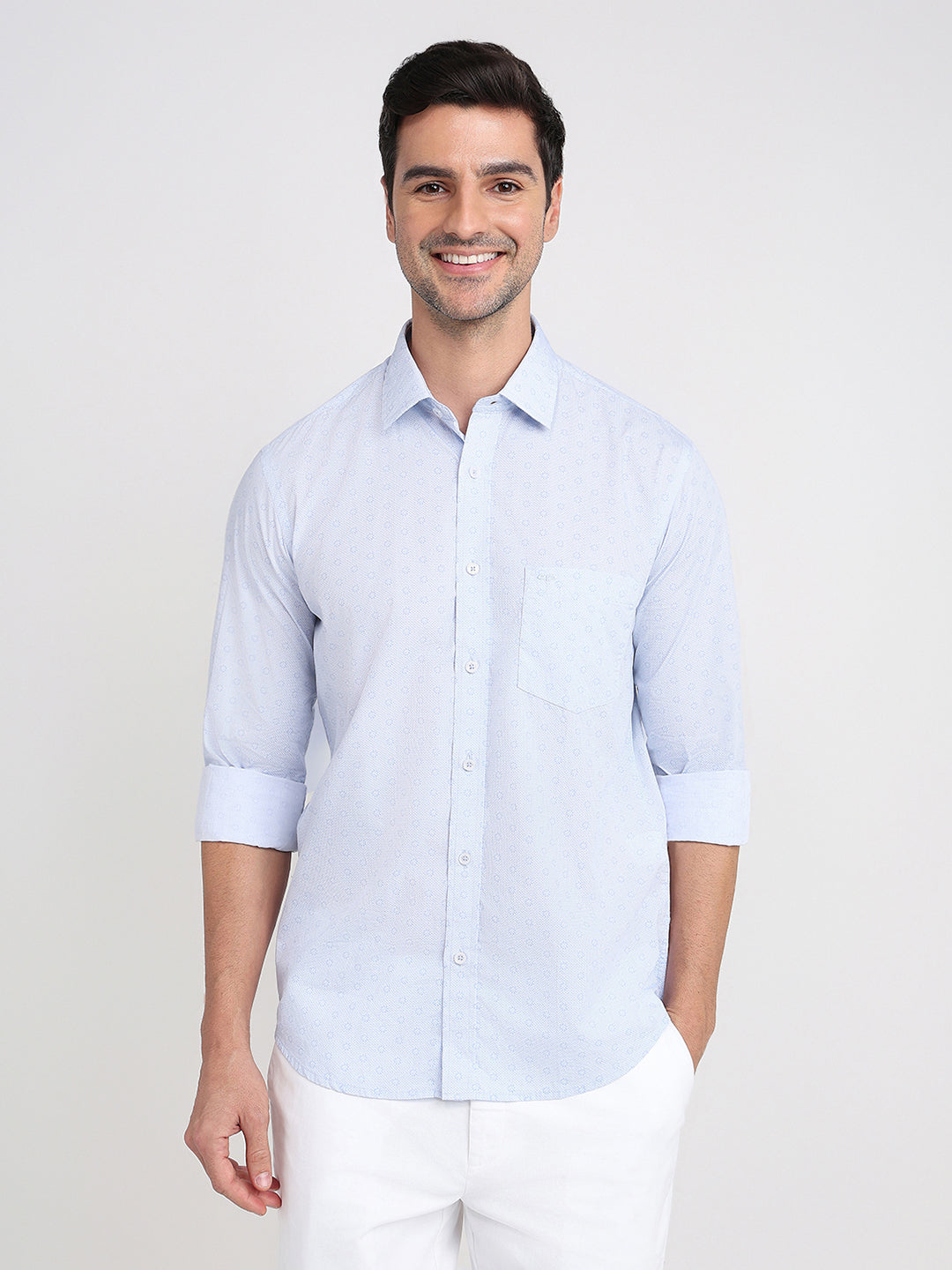Colorplus Men Blue Printed Regular Fit Cotton Full Sleeve Casual Shirt