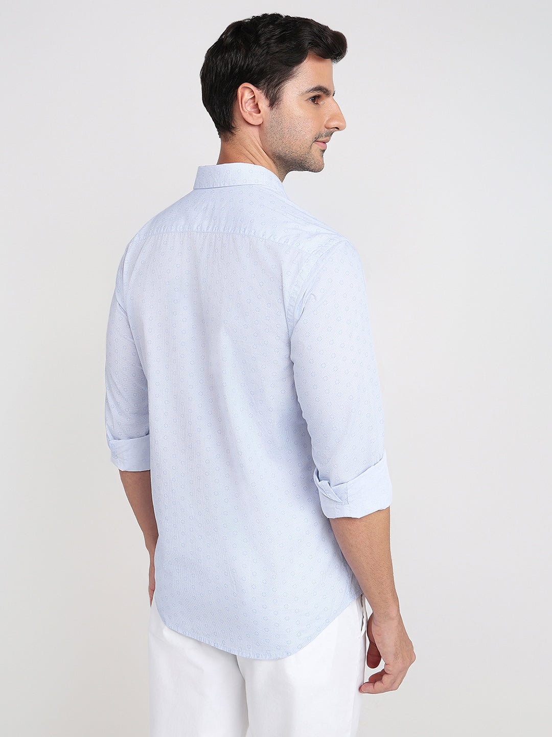 Colorplus Men Blue Printed Regular Fit Cotton Full Sleeve Casual Shirt