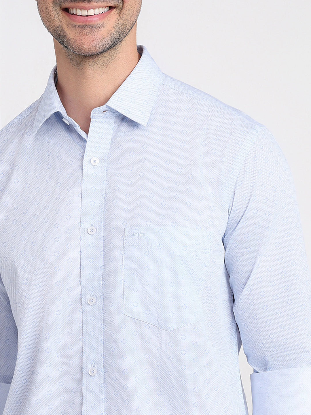 Colorplus Men Blue Printed Regular Fit Cotton Full Sleeve Casual Shirt