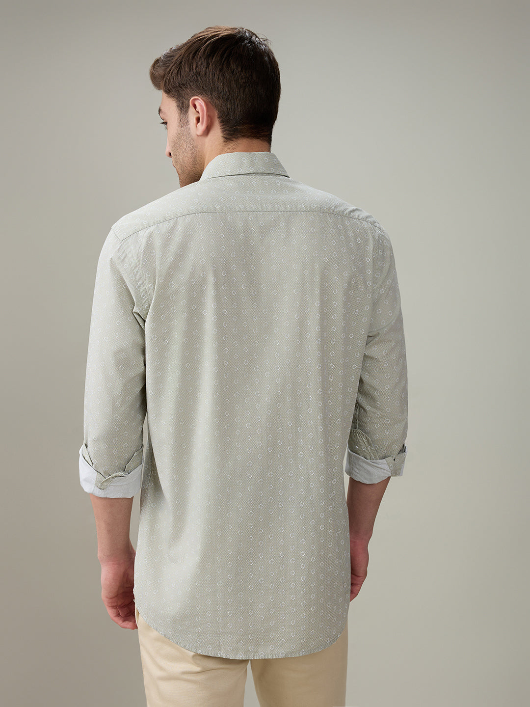 Colorplus Men Green Printed Regular Fit Cotton Full Sleeve Casual Shirt