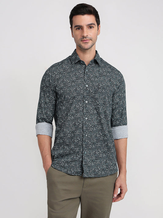 Colorplus Men Blue Printed Regular Fit Cotton Full Sleeve Casual Shirt