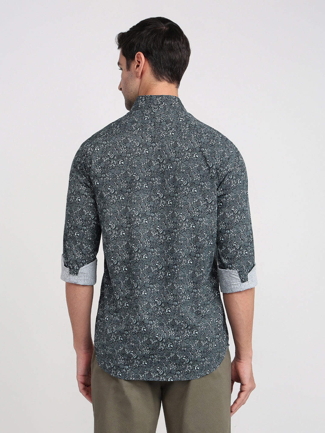 Colorplus Men Blue Printed Regular Fit Cotton Full Sleeve Casual Shirt