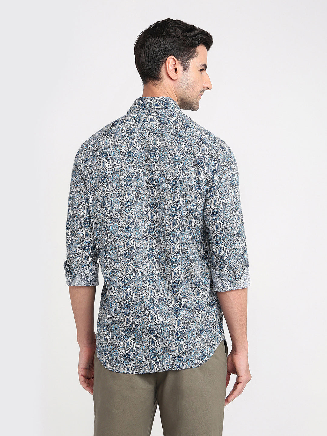 Colorplus Men Blue Printed Regular Fit Cotton Full Sleeve Casual Shirt