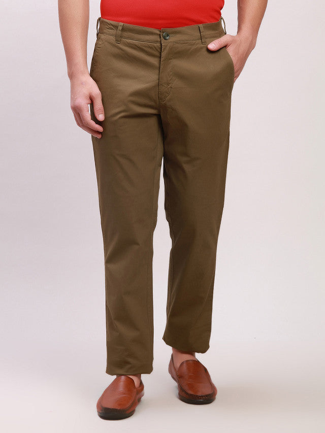 Colorplus Men Green Solid Contemporary Fit Trouser