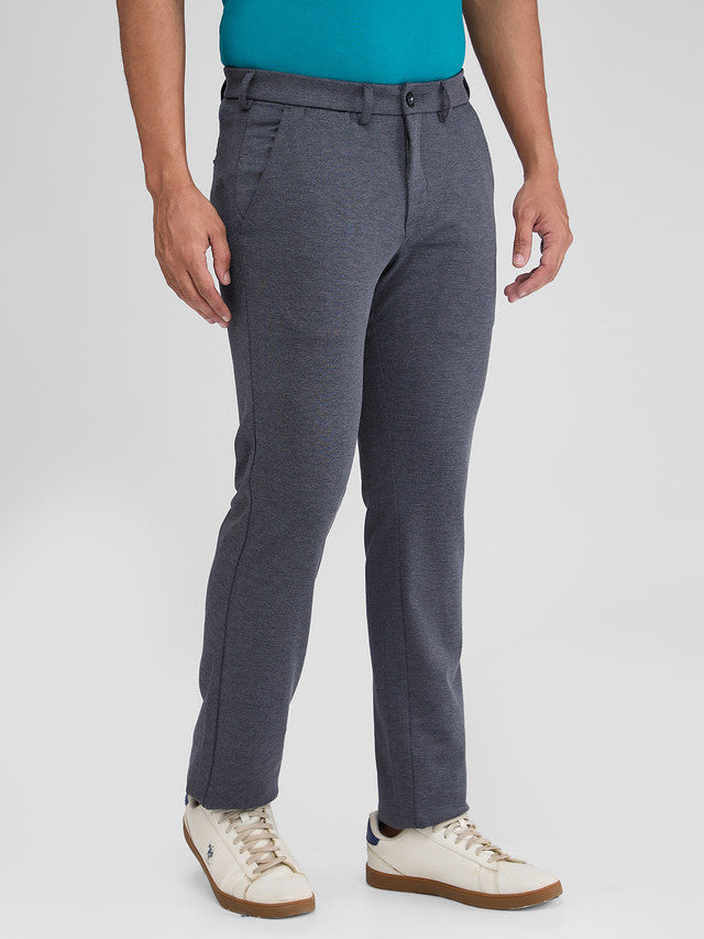 Colorplus Grey Solid Contemporary Fit Polyester Blend Trouser