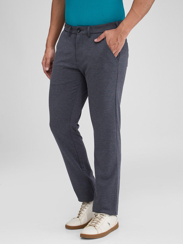 Colorplus Grey Solid Contemporary Fit Polyester Blend Trouser