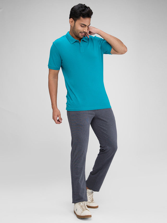 Colorplus Grey Solid Contemporary Fit Polyester Blend Trouser