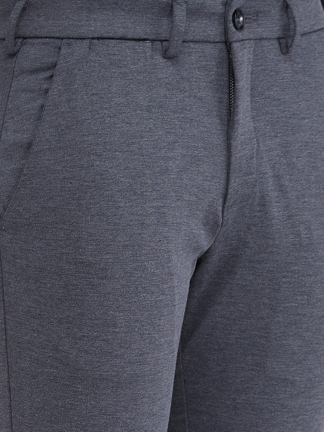 Colorplus Grey Solid Contemporary Fit Polyester Blend Trouser