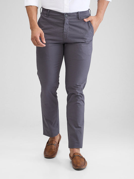 Colorplus Men Grey Dyed Slim Fit Trouser
