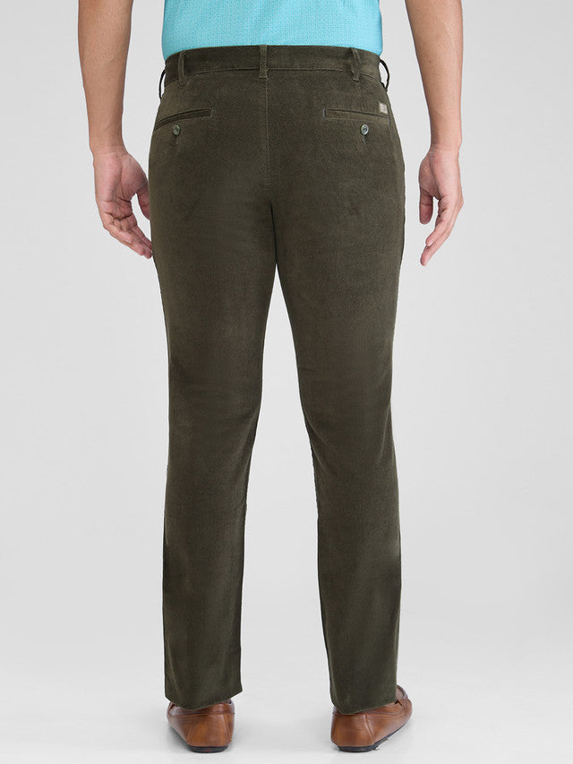 Colorplus Green Solid Piece Dyed Slim Fit Cotton Blend Trouser
