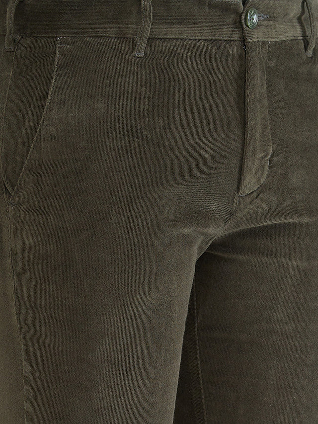 Colorplus Green Solid Piece Dyed Slim Fit Cotton Blend Trouser