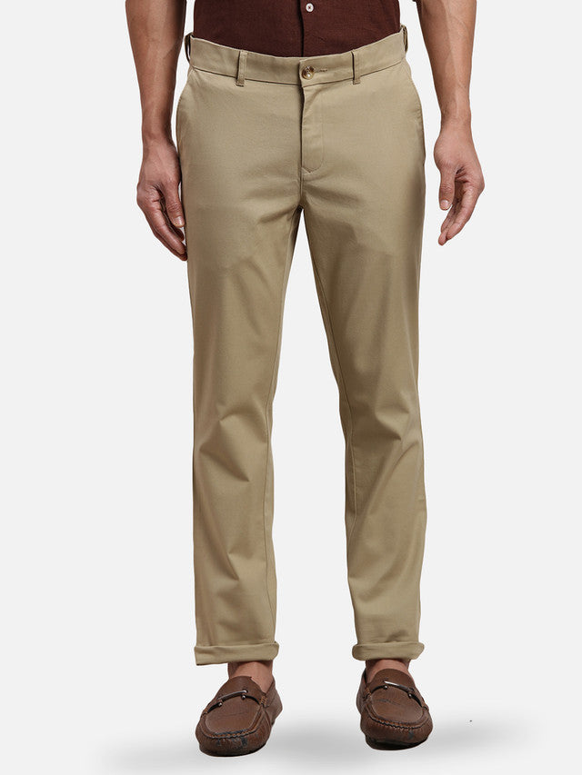Colorplus Men Beige Solid Slim Fit Trouser
