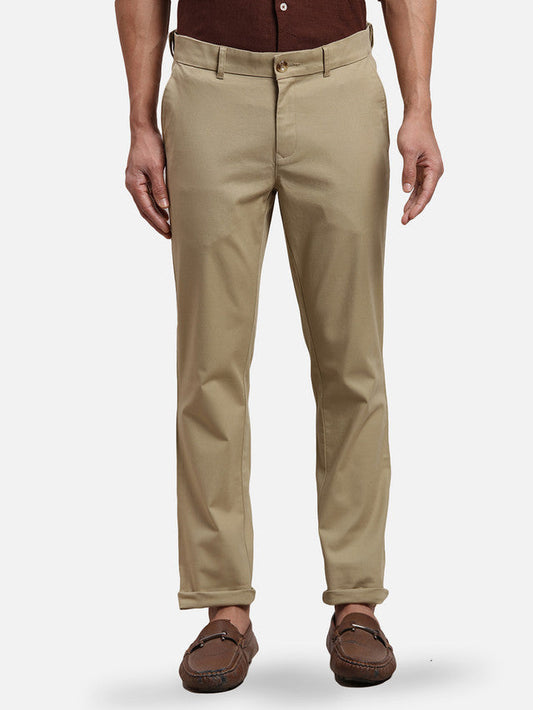 Colorplus Men Beige Solid Slim Fit Trouser