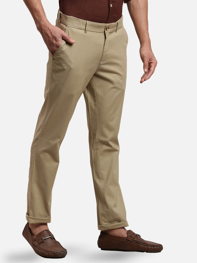 Colorplus Men Beige Solid Slim Fit Trouser