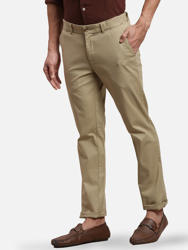 Colorplus Men Beige Solid Slim Fit Trouser