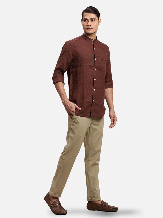 Colorplus Men Beige Solid Slim Fit Trouser