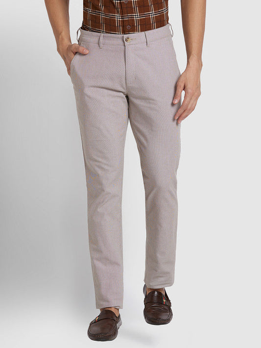 Colorplus Men Beige Self Design Slim Fit Trouser