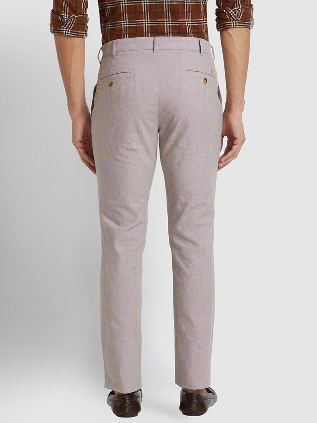 Colorplus Men Beige Self Design Slim Fit Trouser