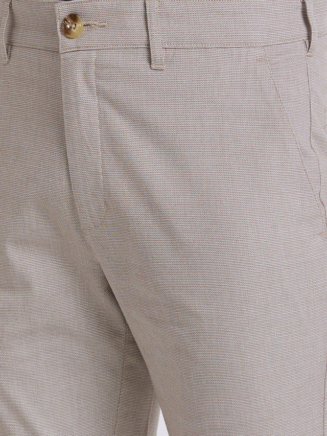 Colorplus Men Beige Self Design Slim Fit Trouser