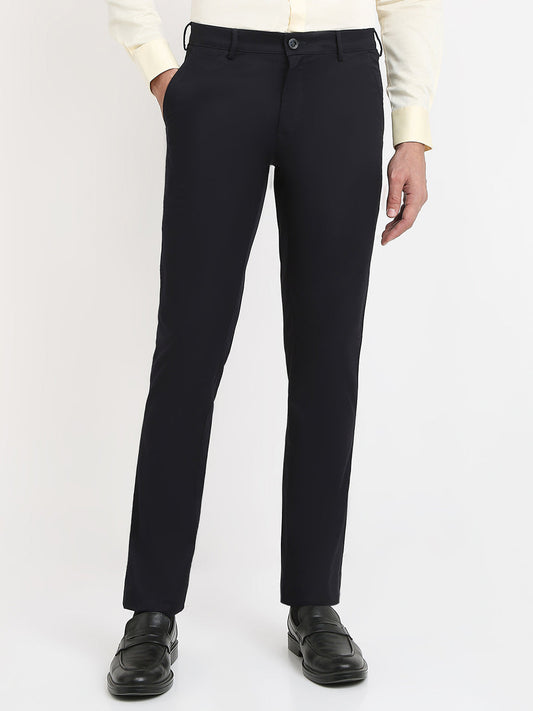 Colorplus Men Blue Twill Slim Fit Cotton Trouser