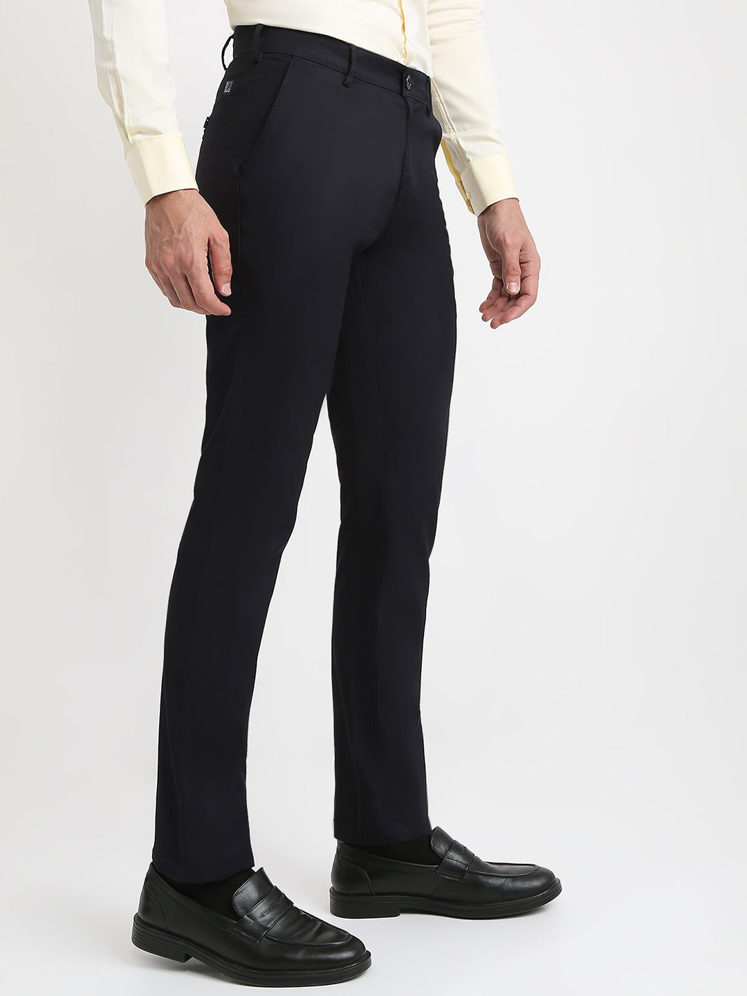 Colorplus Men Blue Twill Slim Fit Cotton Trouser