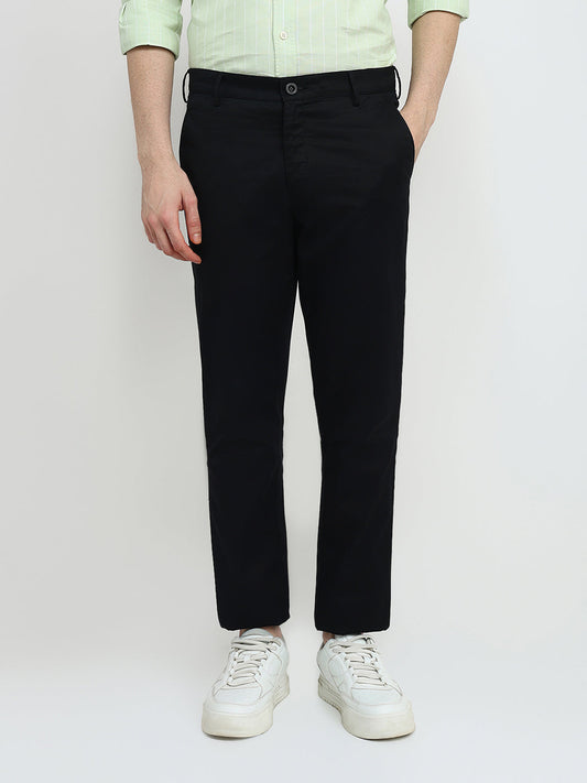 Colorplus Men Black Twill Slim Fit Cotton Trouser
