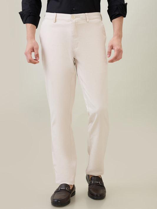 Colorplus Men Brown Dobby Slim Fit Cotton Blend Trouser