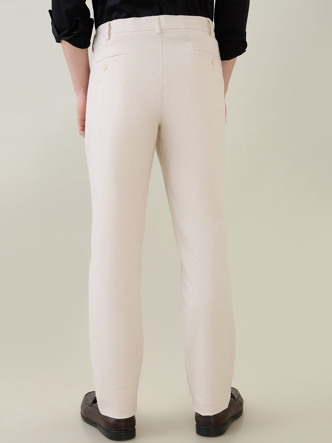 Colorplus Men Brown Dobby Slim Fit Cotton Blend Trouser