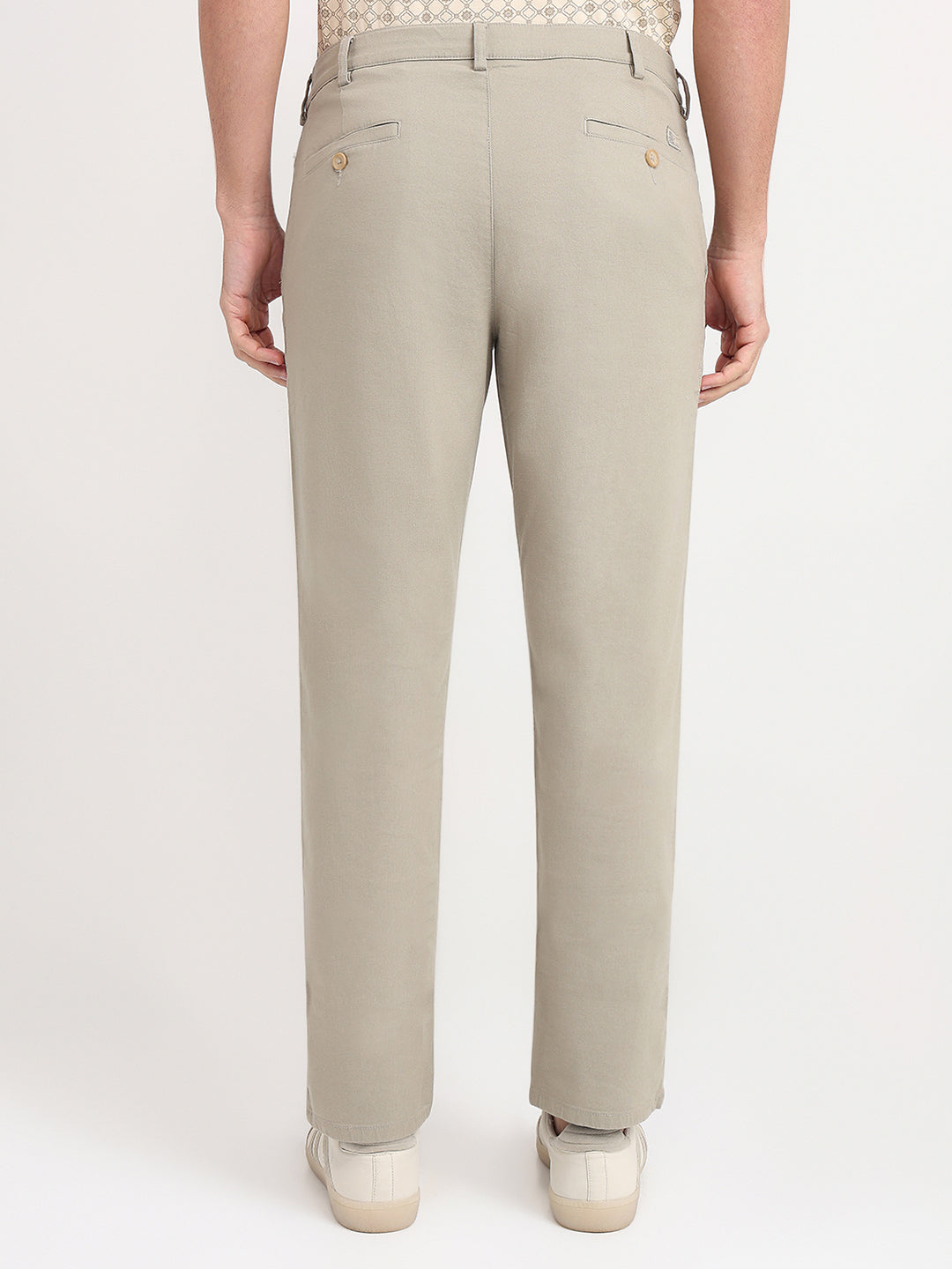 Colorplus Men Khaki Dobby Slim Fit Cotton Blend Trouser