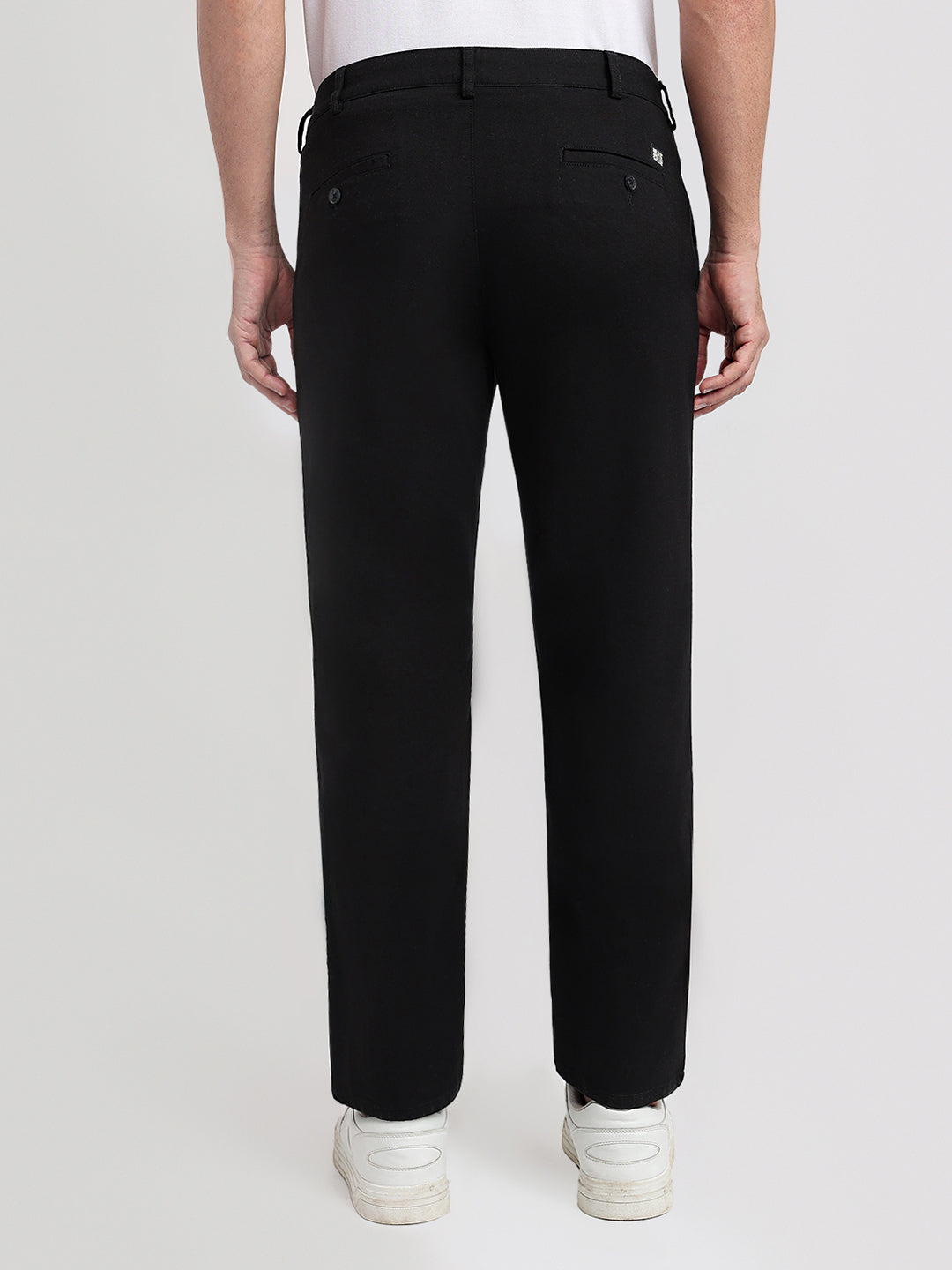 Colorplus Men Black Dobby Slim Fit Cotton Blend Trouser