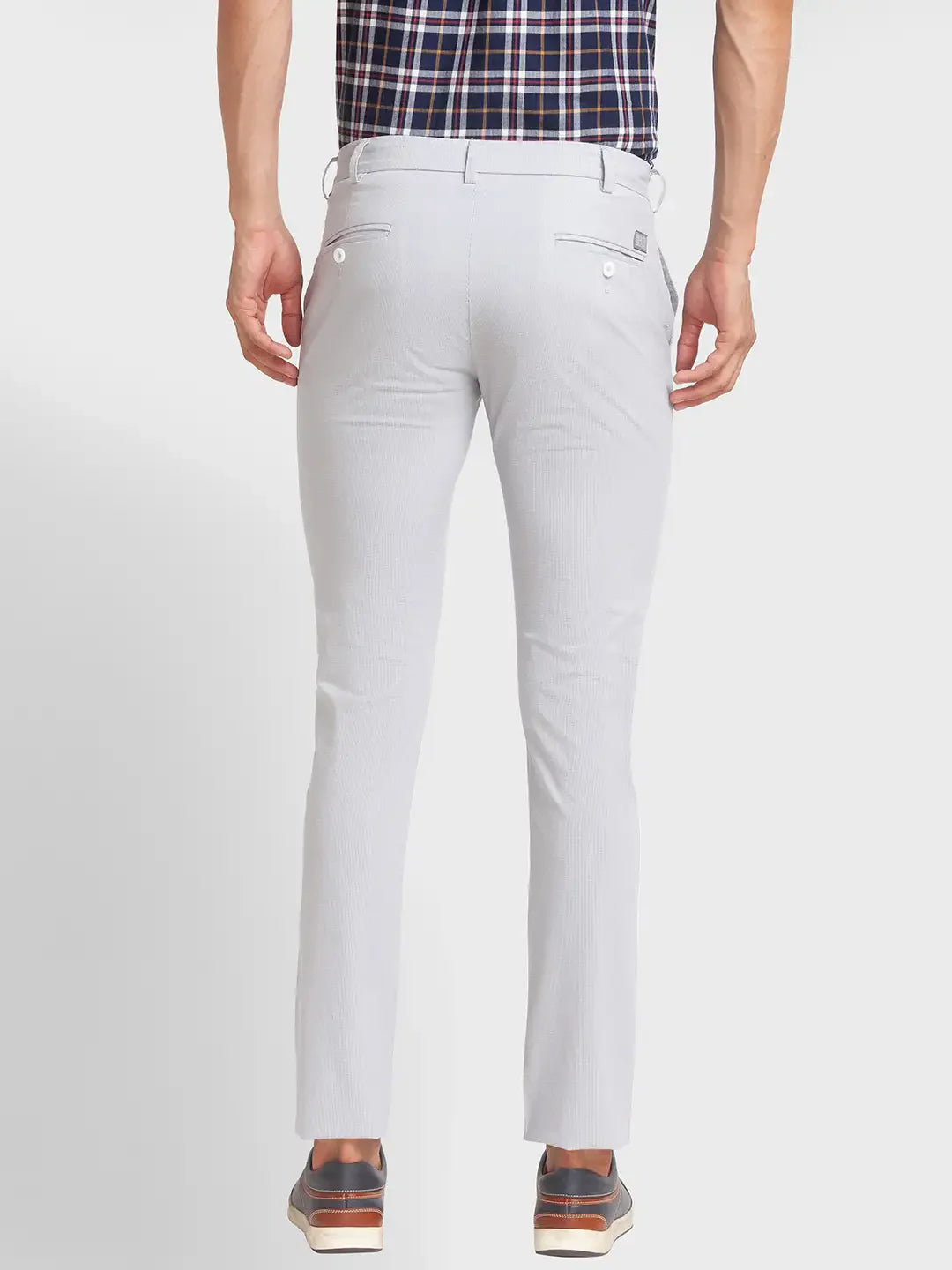 Men Grey Nuvo Fit Checks Cotton Blend Trouser