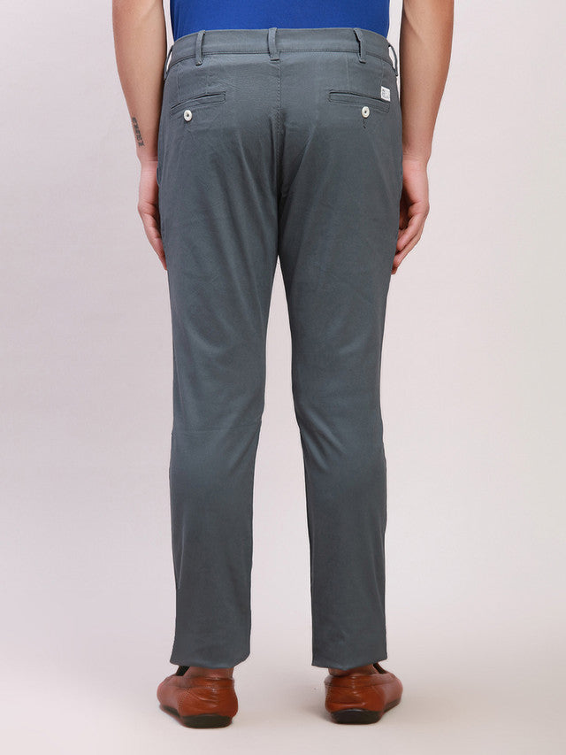Colorplus Grey Solid Piece Dyed Nuvo Fit Cotton Blend Trouser