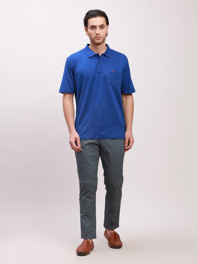Colorplus Grey Solid Piece Dyed Nuvo Fit Cotton Blend Trouser