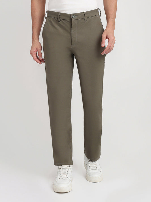 Colorplus Men Green Twill Regular Fit Cotton Blend Trouser