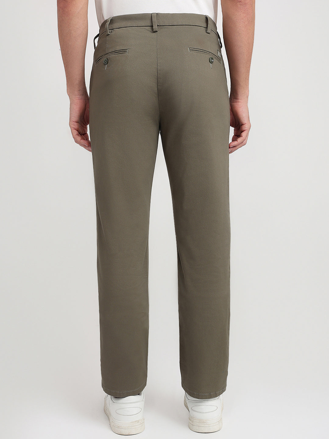 Colorplus Men Green Twill Regular Fit Cotton Blend Trouser