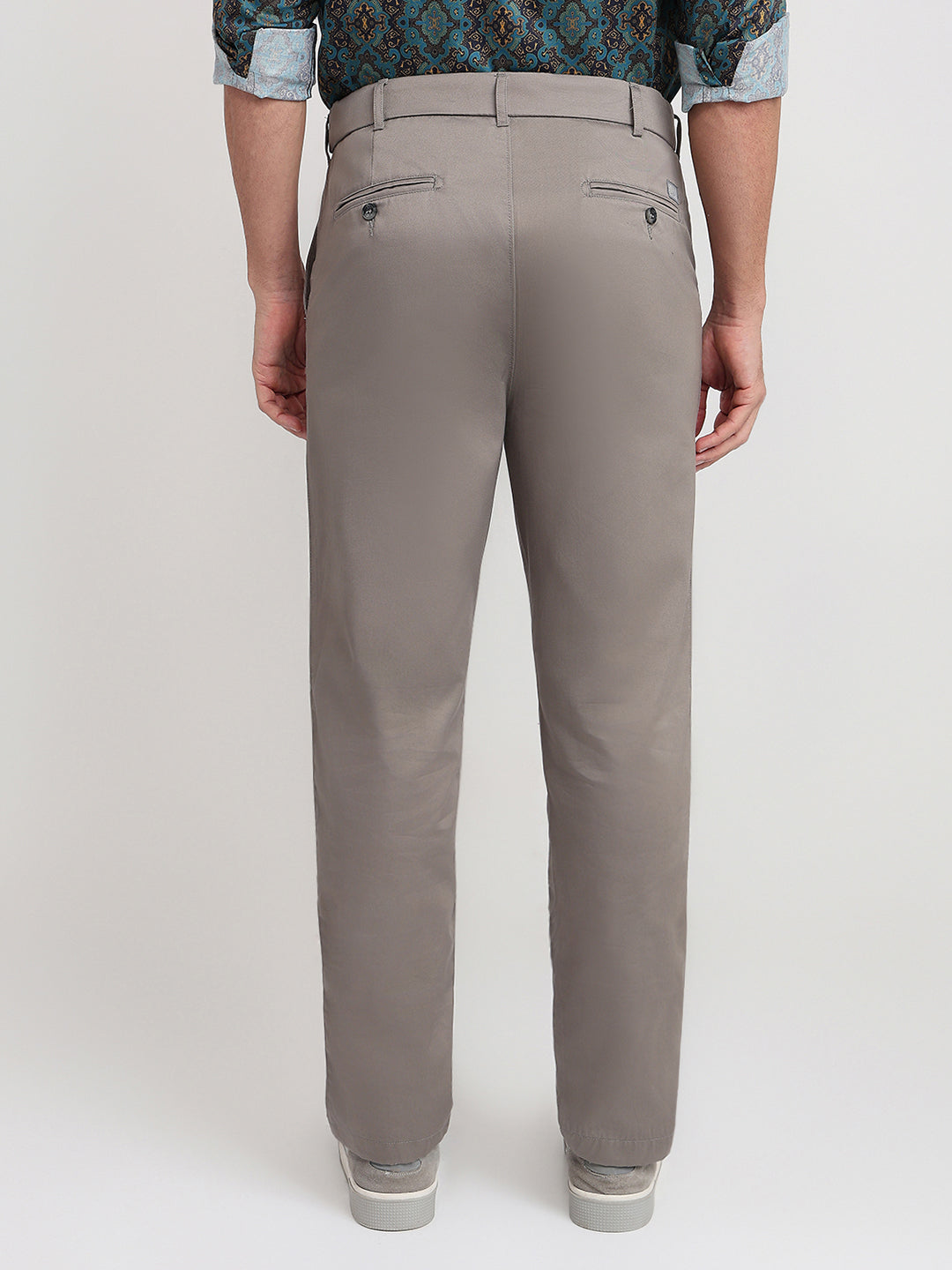 Colorplus Men Grey Twill Regular Fit Cotton Trouser
