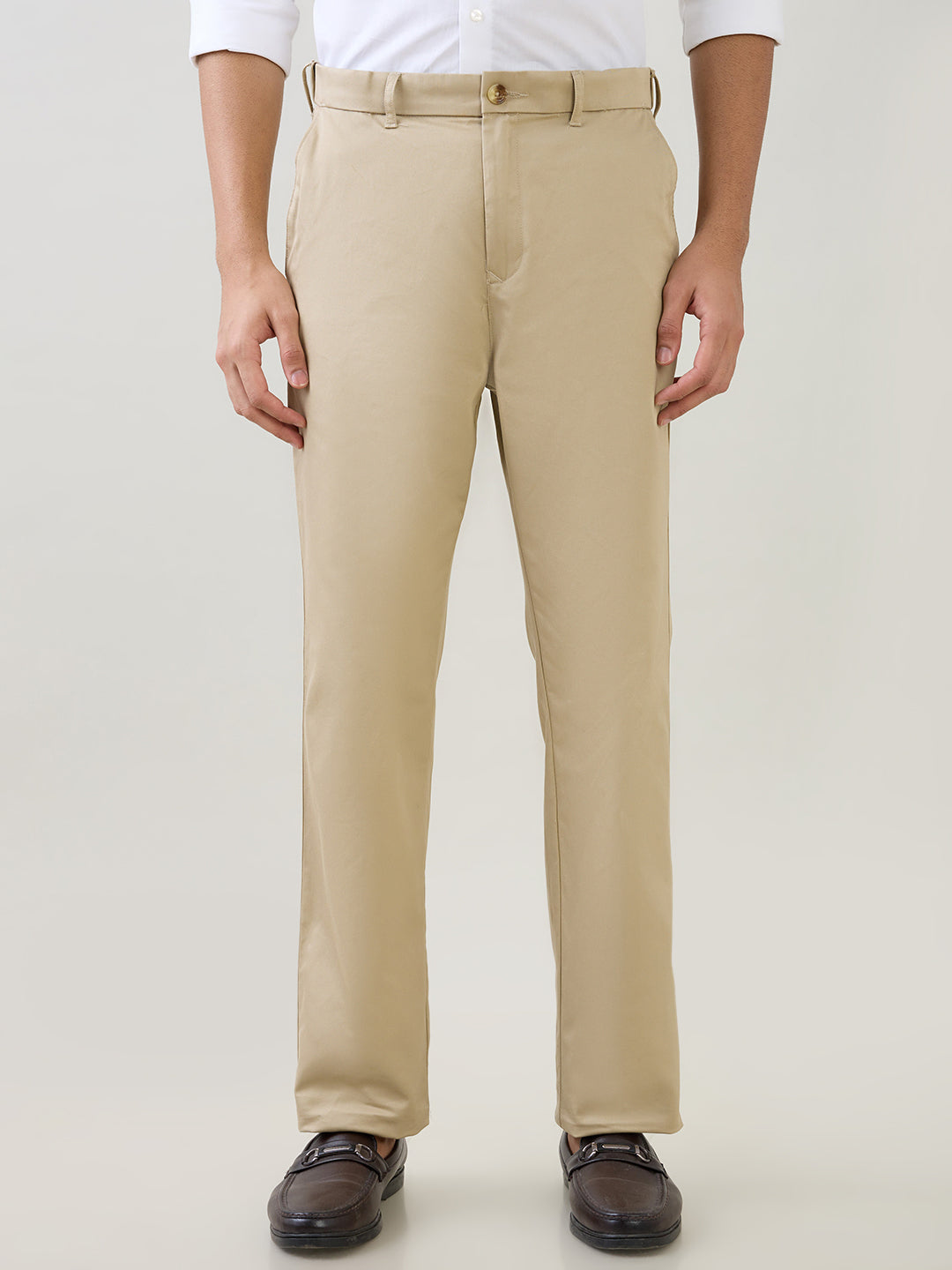 Colorplus Men Khaki Twill Regular Fit Cotton Trouser