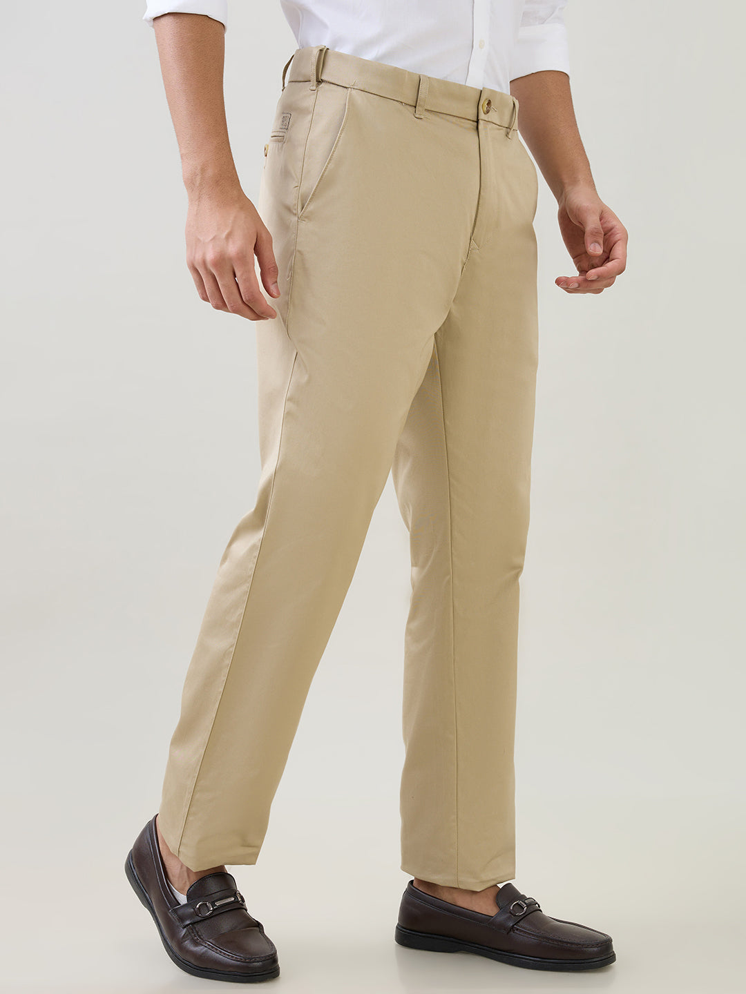 Colorplus Men Khaki Twill Regular Fit Cotton Trouser